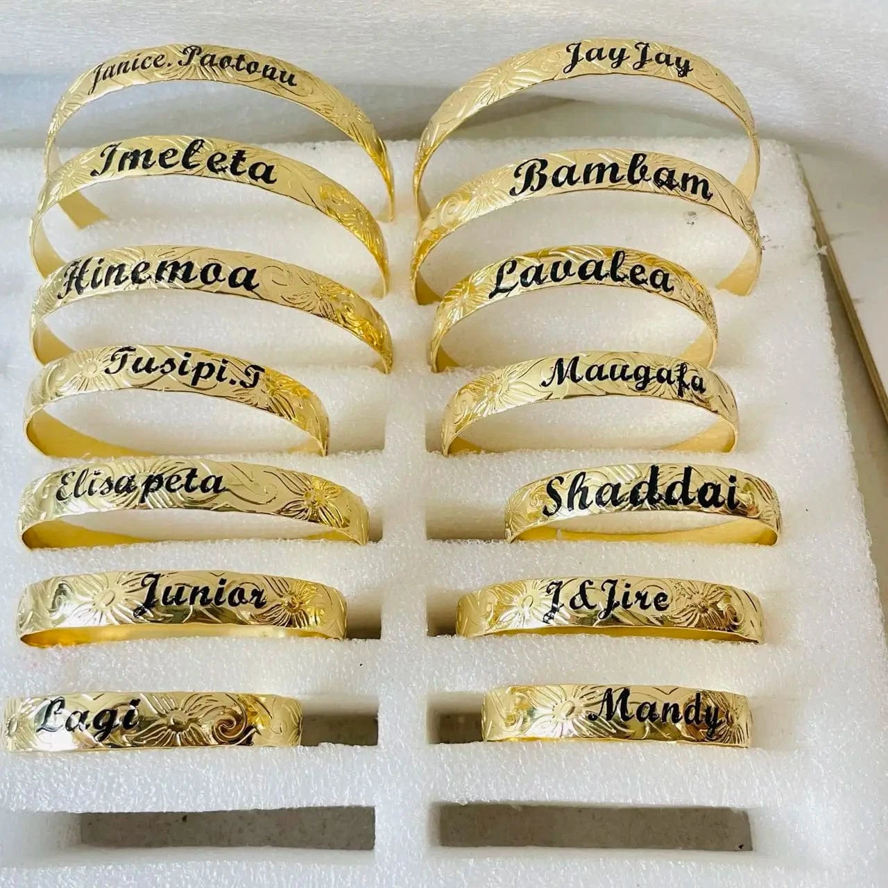 JX242B personalized name bangle bracelet customize enamel heart kids boy birthday gift Hawaiian Samoa jewelry wholesale