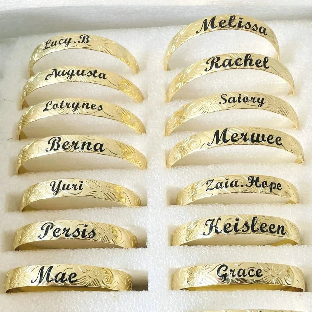 JX242B personalized name bangle bracelet customize enamel heart kids boy birthday gift Hawaiian Samoa jewelry wholesale