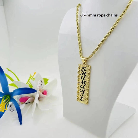 JX88 Customize name plate vertical initial enamel flower heart necklace chain birthday Hawaiian Samoa jewelry wholesale jewelry