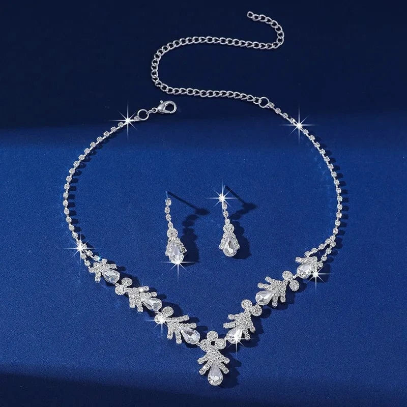 JXTL21144 Hoyon New Arrival Shiny Cubic Zirconia CZ Crystal Wedding Bridal Necklace and Earring Sparkly Jewelry Set