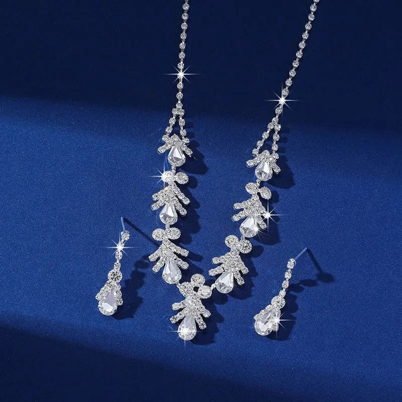 JXTL21144 Hoyon New Arrival Shiny Cubic Zirconia CZ Crystal Wedding Bridal Necklace and Earring Sparkly Jewelry Set