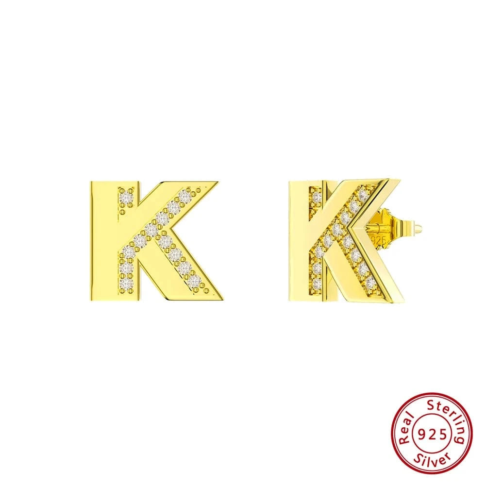 K RINNTIN ZKE01 Fine Jewelry Earrings 2023 Zircon Letter Stud Earrings Silver 925 Sterling Women Wholesale Bulk Earring Alphabet