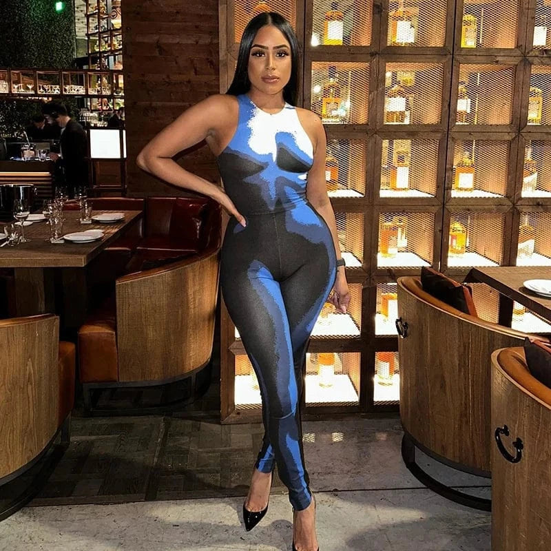 K22ST591 New model 2024 spring two piece set fashion printed american clothing bodycon pants sleeveless t shirts women's sets