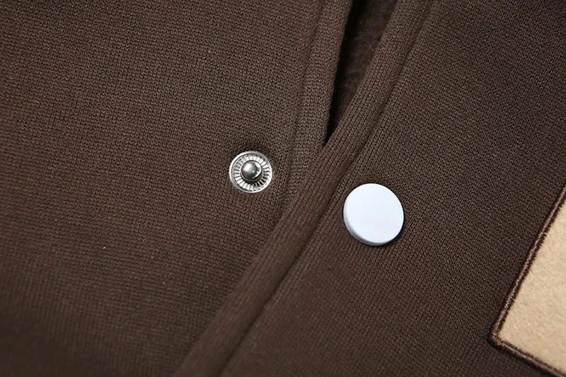 K23c40611 2024 Spring Bump Color Long Sleeve Button Letter Coat Patchwork Skinny Sexy Short Baseball Coat For Women Lady