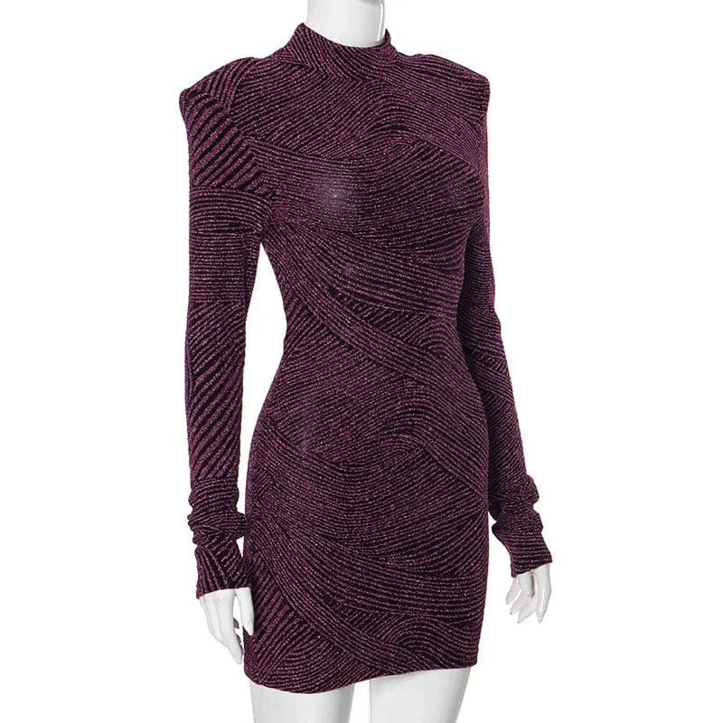 K23ds642 New 2024 Spring Patchwork Crew Neck Long Sleeve Mini Dress Solid Bodycon Sexy Casual Fashion Dress For Women Lady