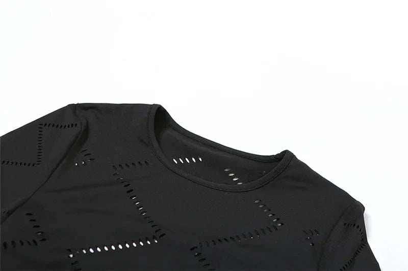 K23s40510 2024 Spring Women's Set Short Sleeve Cut Out Burnout Crop Top Maxi Skinny Sexy Pants 2 Piece Set For Women Lady