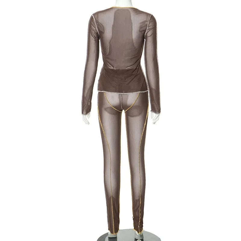 K23st596 New 2024 Winter Design V-neck Long Sleeve Crop Top And Pant 2 Piece Set Solid Bodycon Casual Fashion Women's Set