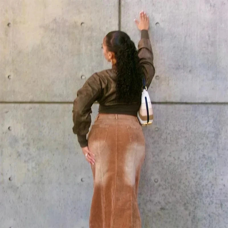 K23tp533 Fashion 2024 New Autumn Winter Pu Leather Patchwork Long Sleeve Crop Coat Bodycon Casual Coat For Women Lady