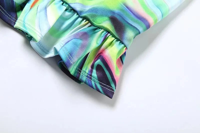 K24D42691 2024 Spring Summer New Women's Sexy Abstract Print Bandeau Trim Bodycon Evening Mini Dress