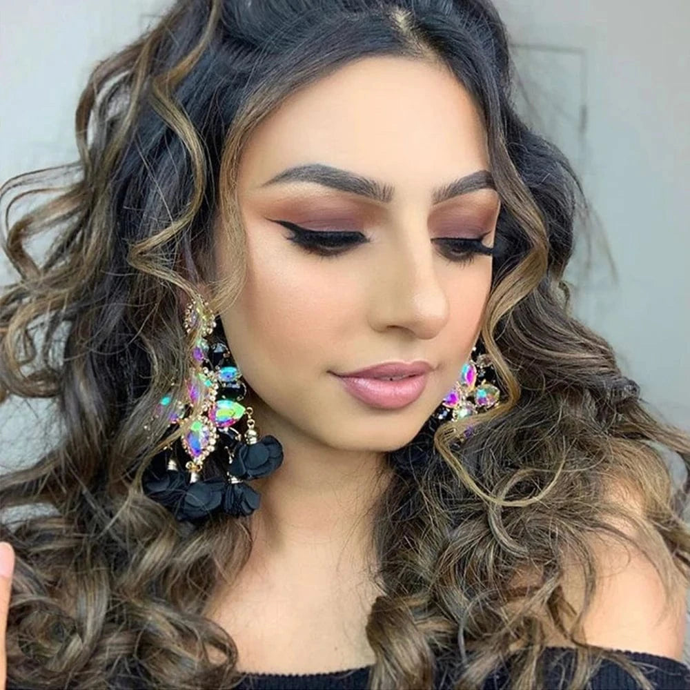 Kaimei Fashion Jewelry Boho Earrings Big Earrings For Women Rhinestones Pendant Crystal Statement Drop Earrings Fashion Jewelry