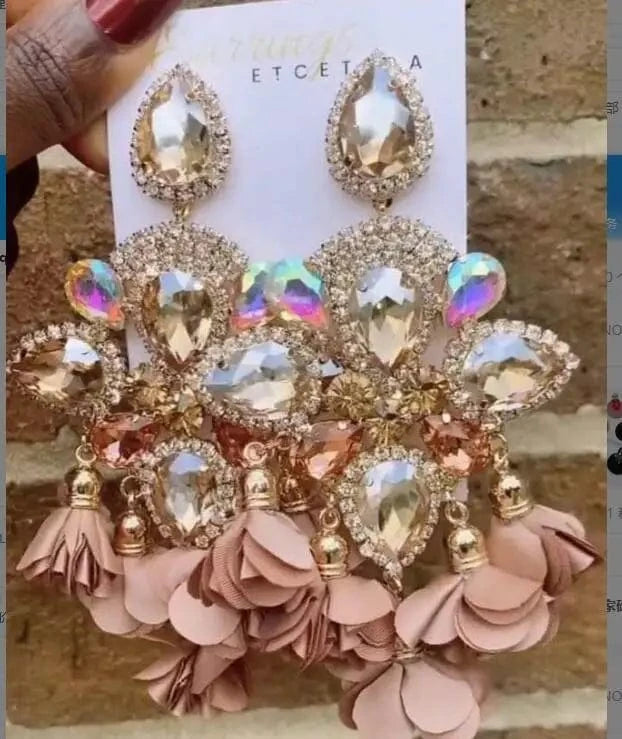 Kaimei Fashion Jewelry Boho Earrings Big Earrings For Women Rhinestones Pendant Crystal Statement Drop Earrings Fashion Jewelry