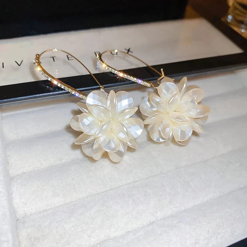 KAITIN Rhinestone-Encrusted Flower Pearl Pendant Earrings Women Luxury Earrings Wholesale Bulk High Quality Earrings