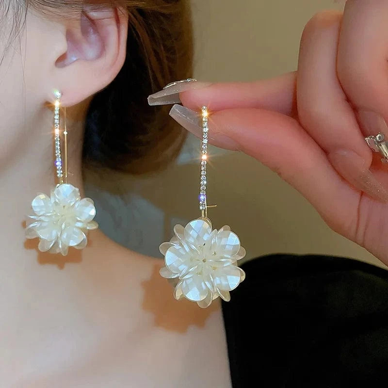 KAITIN Rhinestone-Encrusted Flower Pearl Pendant Earrings Women Luxury Earrings Wholesale Bulk High Quality Earrings