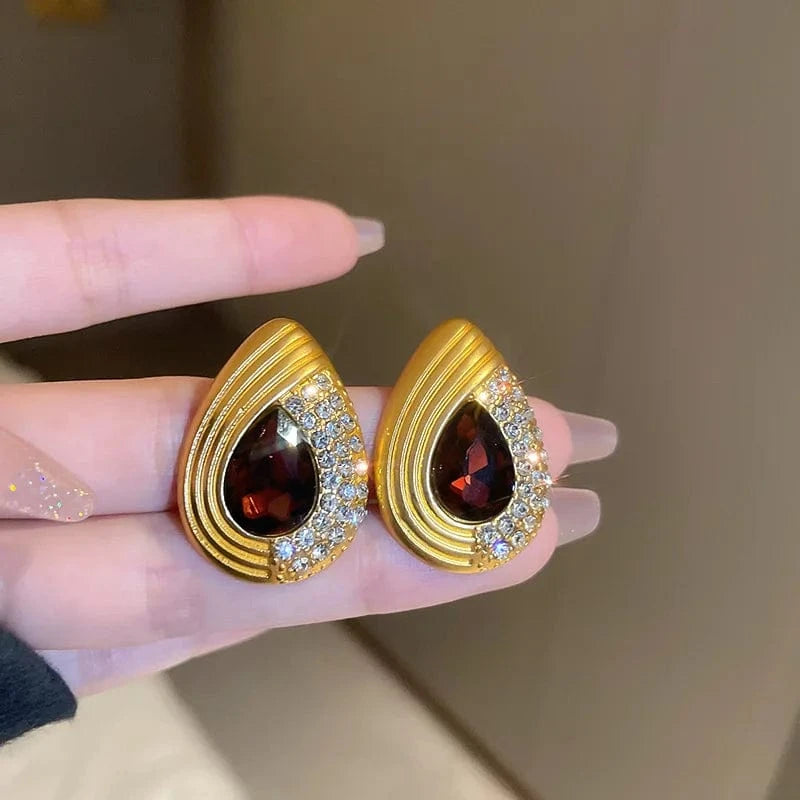 KAITIN Vintage Exaggerated Diamond Drop Earrings Necklace Set Chunky Chain Necklace Set Jewelry Women Accessories