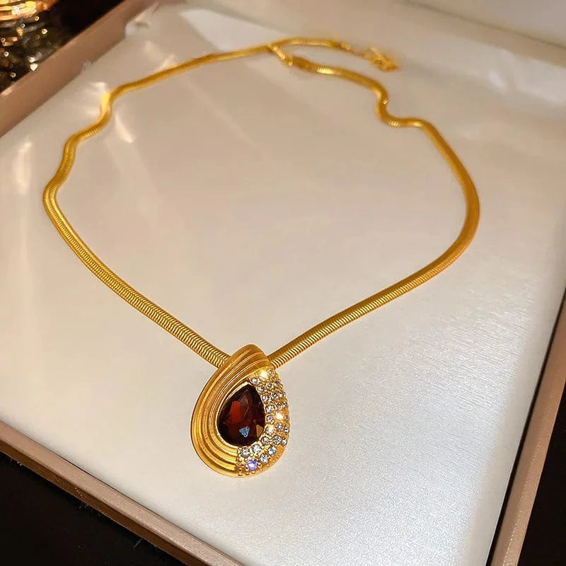 KAITIN Vintage Exaggerated Diamond Drop Earrings Necklace Set Chunky Chain Necklace Set Jewelry Women Accessories