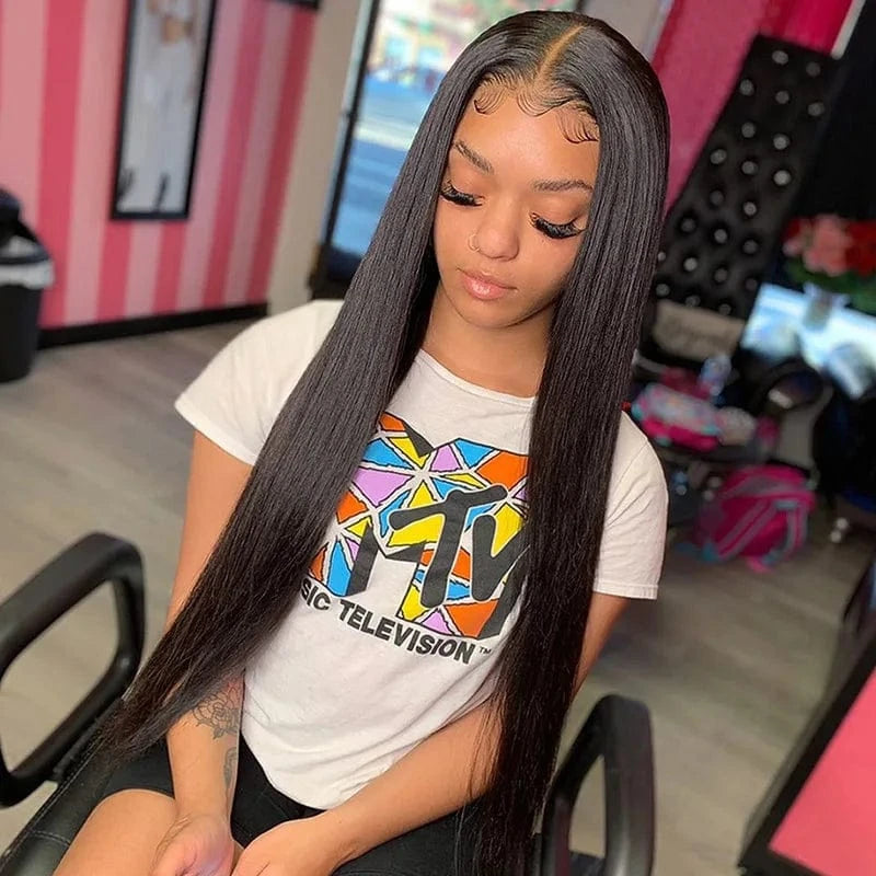 Keyu Wholesale 40 inches 13x4 Lace Front Wigs Human Hair For Black Women Long Bone Straight Transparent Full Hd Lace Frontal Wig