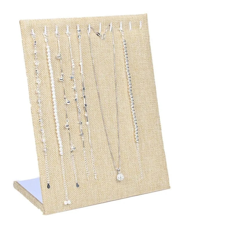 khaki-necklace 2024 New Fashionable Display Stand For Jewelry Women Earrings Display Rack L-Shaped Solid Velvet Storage Shelves Racks