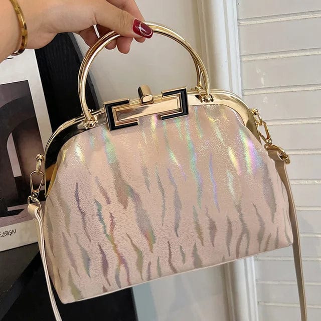 Khaki New Retro Women's Lock Chic Handbags Evening Clutch Designer Brand Lady Shoulder Bags Shell Clip Black White Pink Crossbody Bag