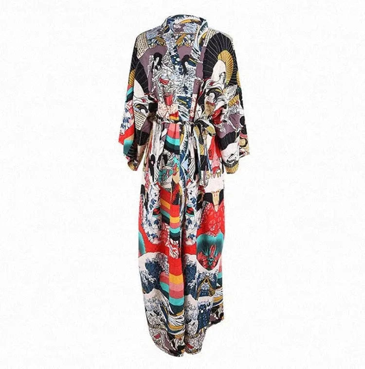 Kimono Beach Cover Up Floral Civer Luxury Summer Womens Long Open  Cardigan Kaftan Kimono Beach Cover Up Dress For Bikini Set