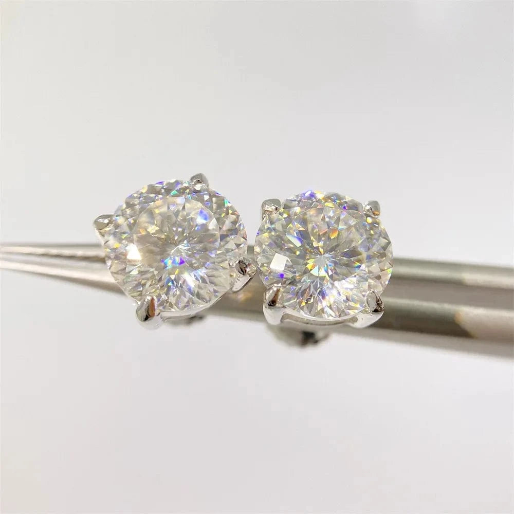 Kings Cut Moissanite Earrings 925 Sterling Silver White VVS 0.5/1ct  Stud Moissanite 14K planted Earring fine Jewelry