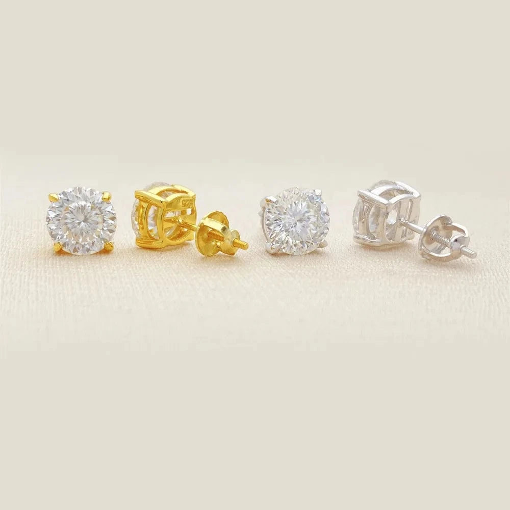 Kings Cut Moissanite Earrings 925 Sterling Silver White VVS 0.5/1ct  Stud Moissanite 14K planted Earring fine Jewelry