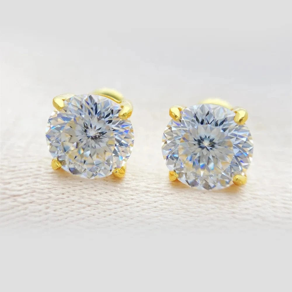 Kings Cut Moissanite Earrings 925 Sterling Silver White VVS 0.5/1ct  Stud Moissanite 14K planted Earring fine Jewelry