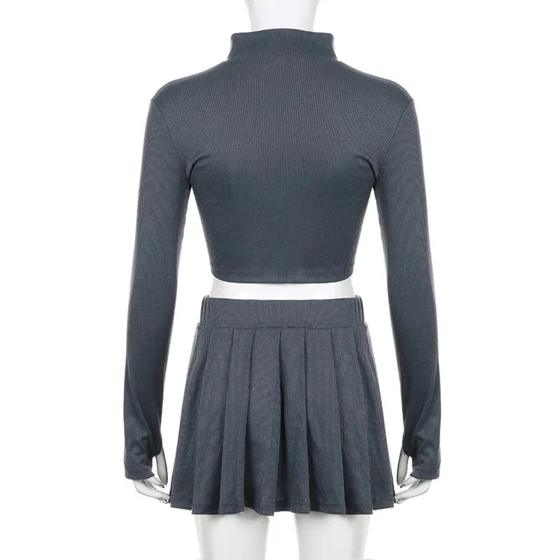 KJ07578 2024 Fall Winter Trendy Boutique Fashion 2 Piece Skirt And Top Set For Women