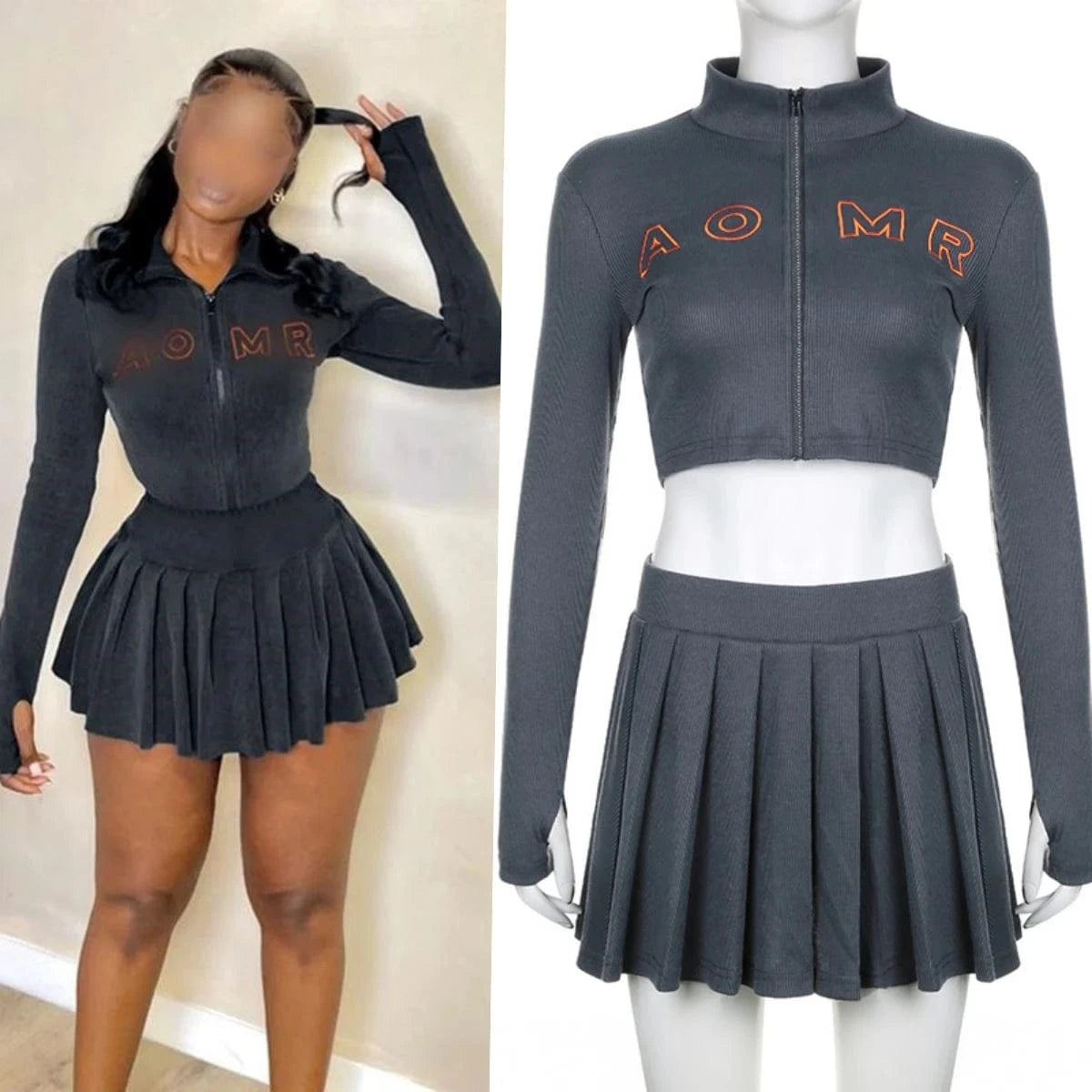 KJ07578 2024 Fall Winter Trendy Boutique Fashion 2 Piece Skirt And Top Set For Women