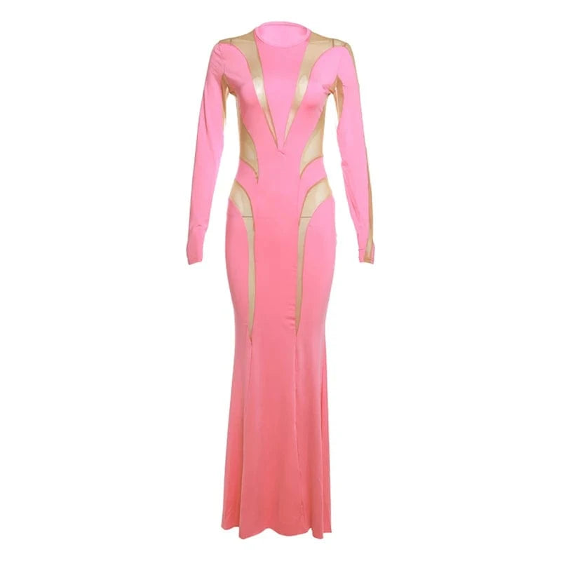 Kliou K23D34882 New arrivals long sleeve maxi dress white evening dress floor-length gown ladies slim dress