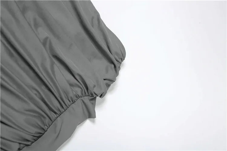 kliou Unique Irregular Women 2 Piece Set Solid Swinging Pleated Single Full Sleeve Turtleneck Tops+Matching Split Maxi Skirts