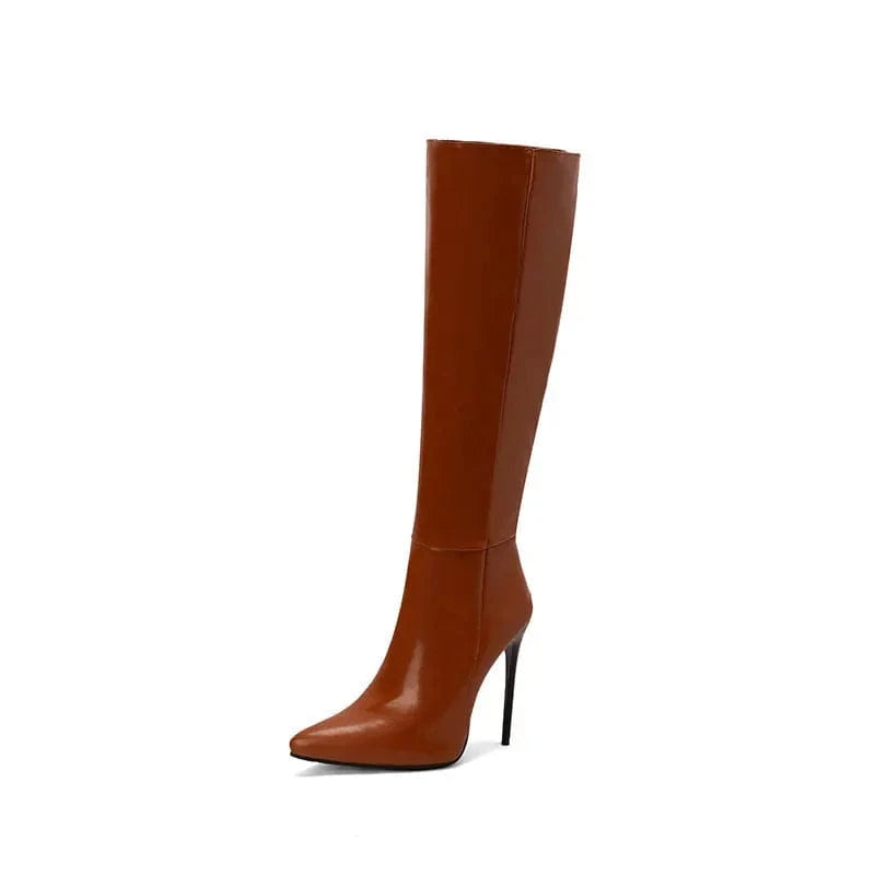 Knee High Botas Mujer Winter and Fall Leather Sexy Stiletto 2023 New Styles Women Boots for Lady