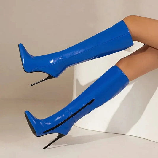 Knee High Botas Mujer Winter and Fall Leather Sexy Stiletto 2023 New Styles Women Boots for Lady