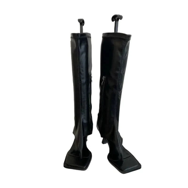 Knee High Long Boots For Ladies 2023 New Footwear Female Peep Toe Fashion Thin Heels Women Stretch Booties Shoes Flip Flops