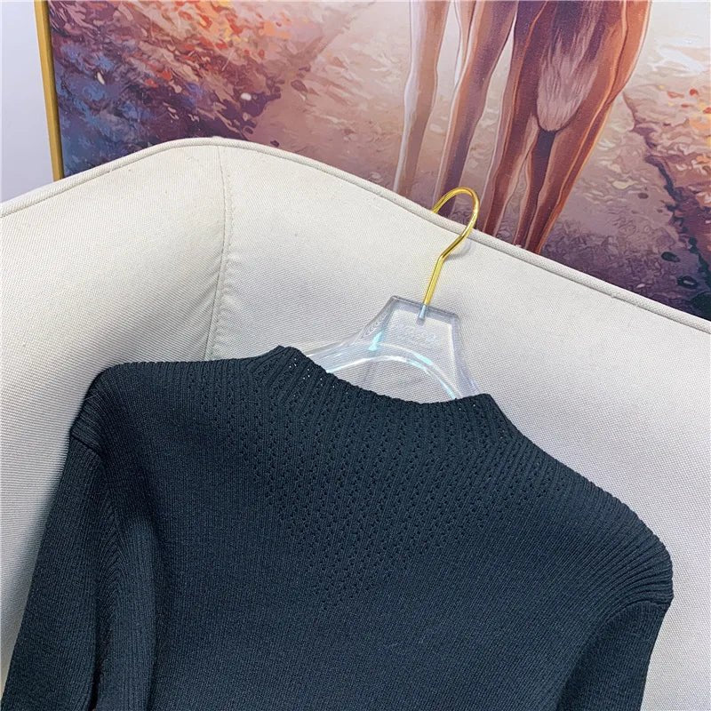 Knit Midi Dress Belted Stripe Pattern With Slim Fit And Flattering Cut Elegant Modern Minimalist Style - SN Wigs & More