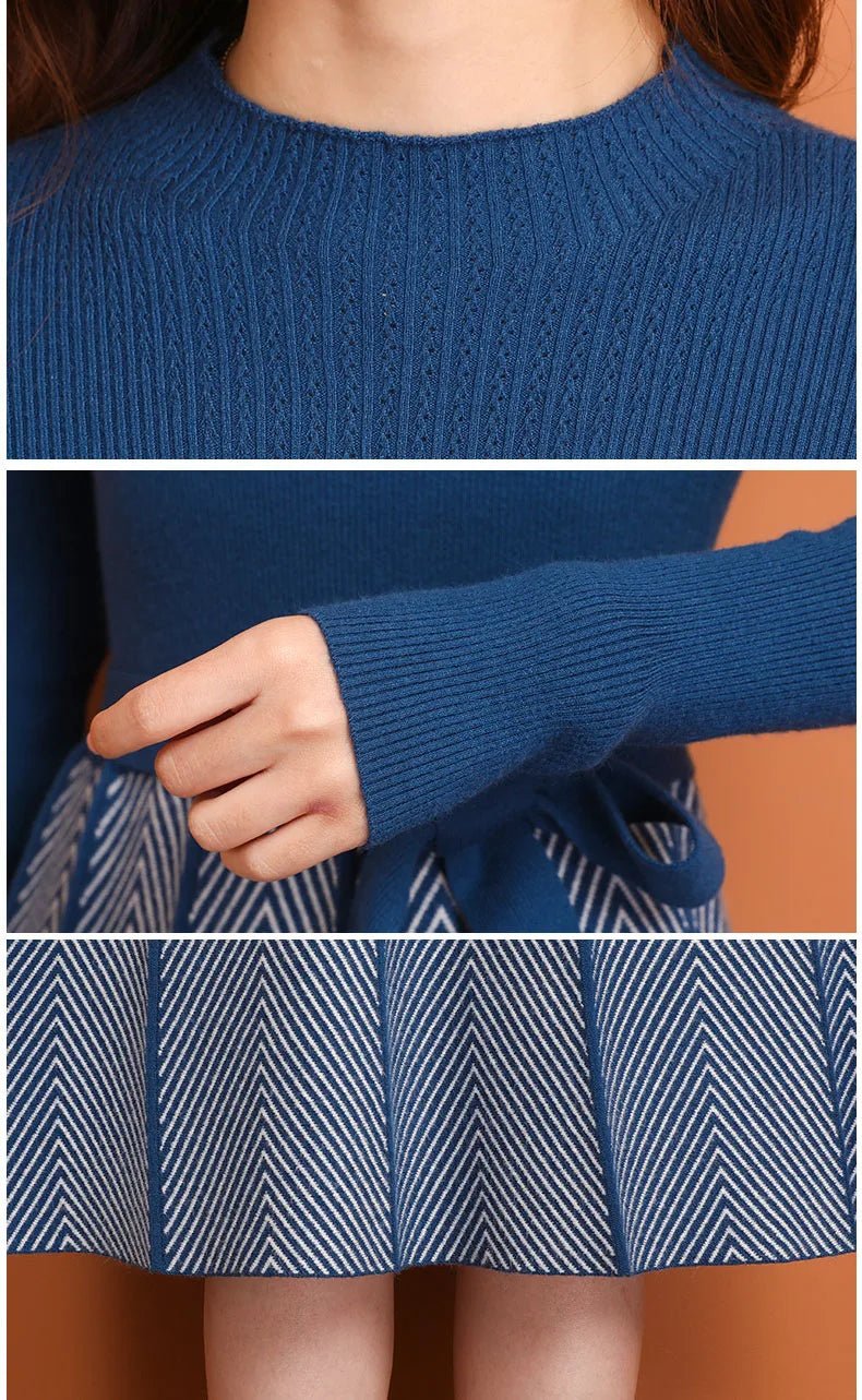Knit Midi Dress Belted Stripe Pattern With Slim Fit And Flattering Cut Elegant Modern Minimalist Style - SN Wigs & More