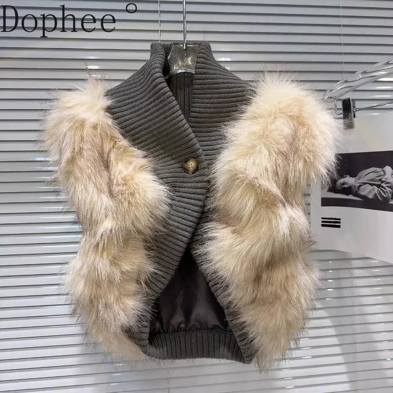 Knit Vest + Faux Fur Patchwork + Winter Cozy Style - SN Wigs & More