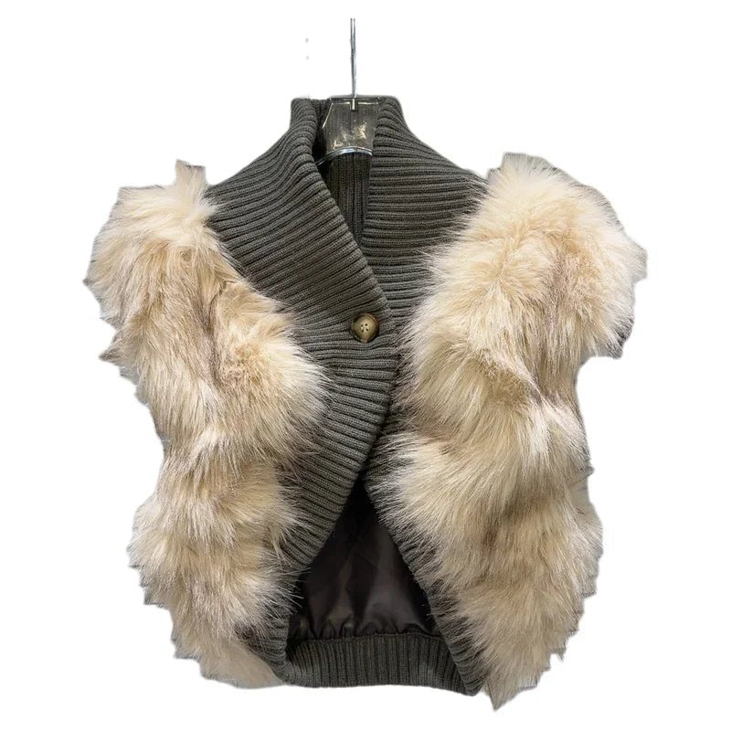 Knit Vest + Faux Fur Patchwork + Winter Cozy Style - SN Wigs & More