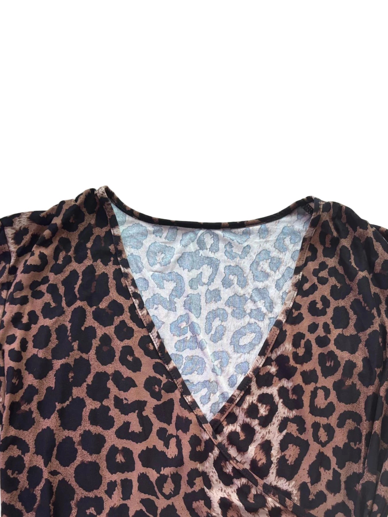 Knitted T-Shirt – V - Neck Slim Fit Leopard Print High Stretch Knit – Autumn Style - SN Wigs & More