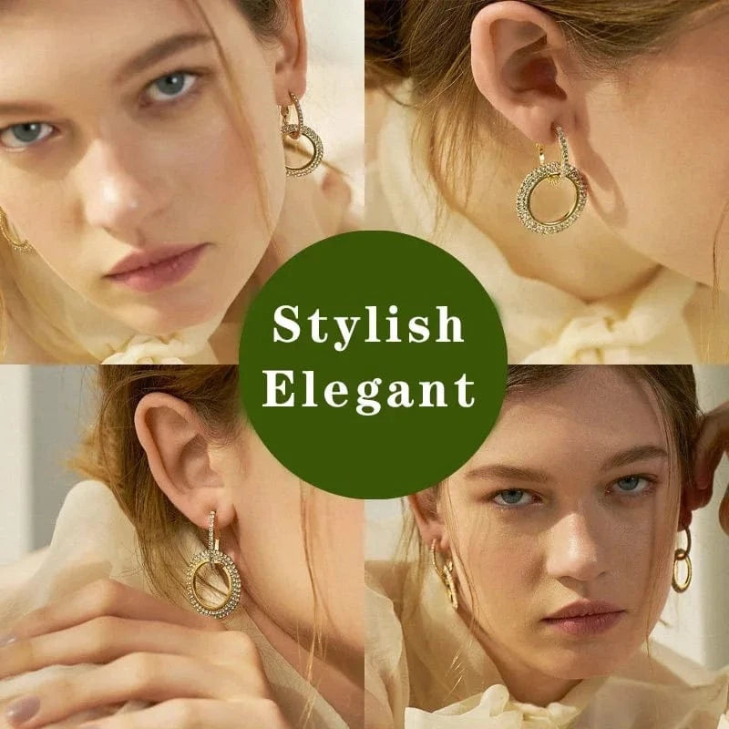 Korean Fashion High quality zircon statement crystal earings colored hoop earrings for women 2024