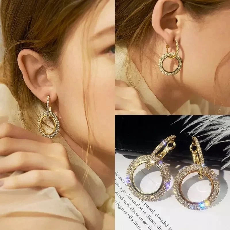 Korean Fashion High quality zircon statement crystal earings colored hoop earrings for women 2024
