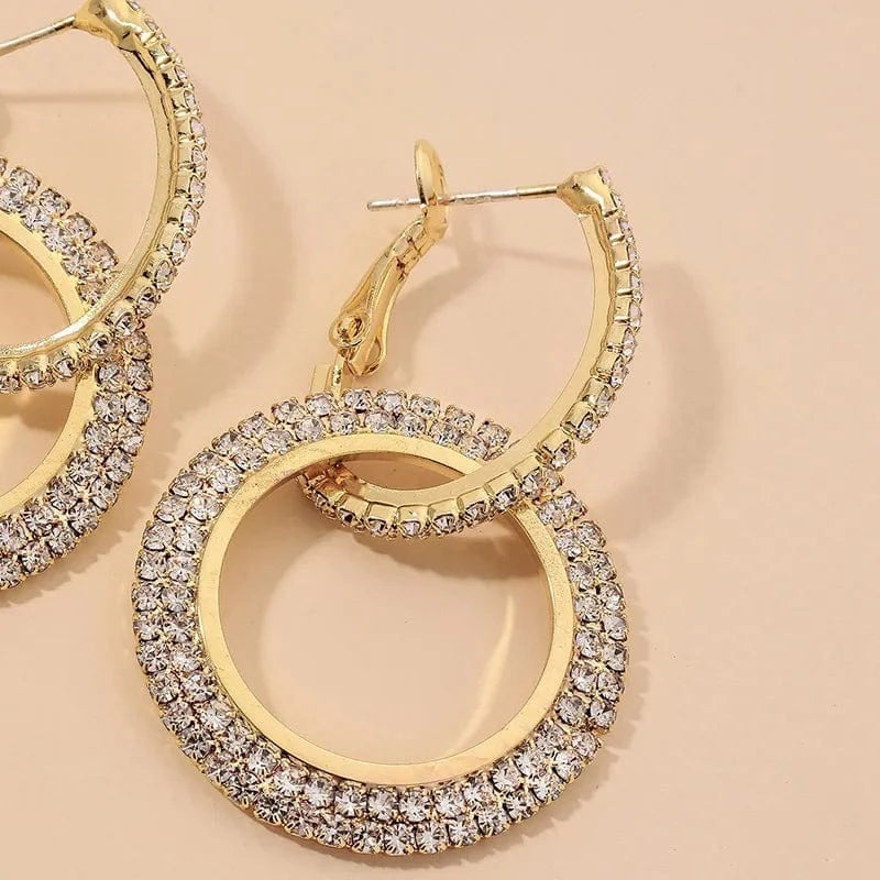 Korean Fashion High quality zircon statement crystal earings colored hoop earrings for women 2024