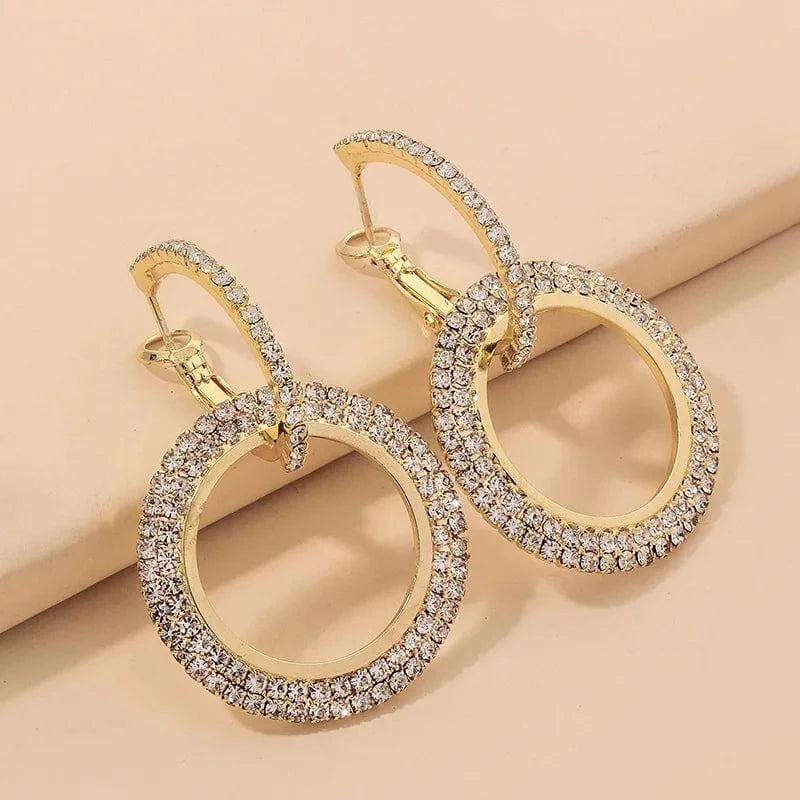 Korean Fashion High quality zircon statement crystal earings colored hoop earrings for women 2024