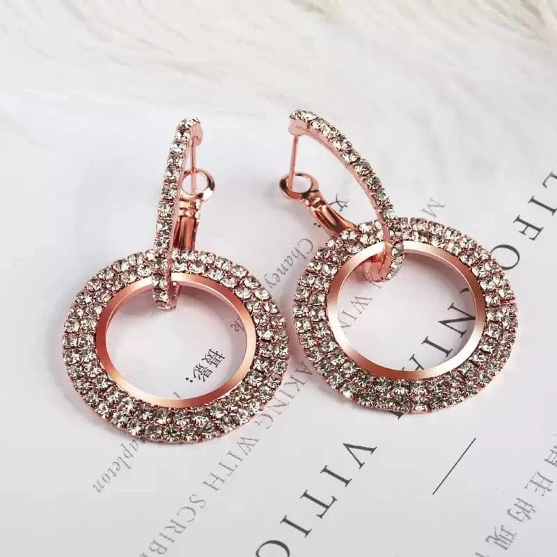 Korean Fashion High quality zircon statement crystal earings colored hoop earrings for women 2024