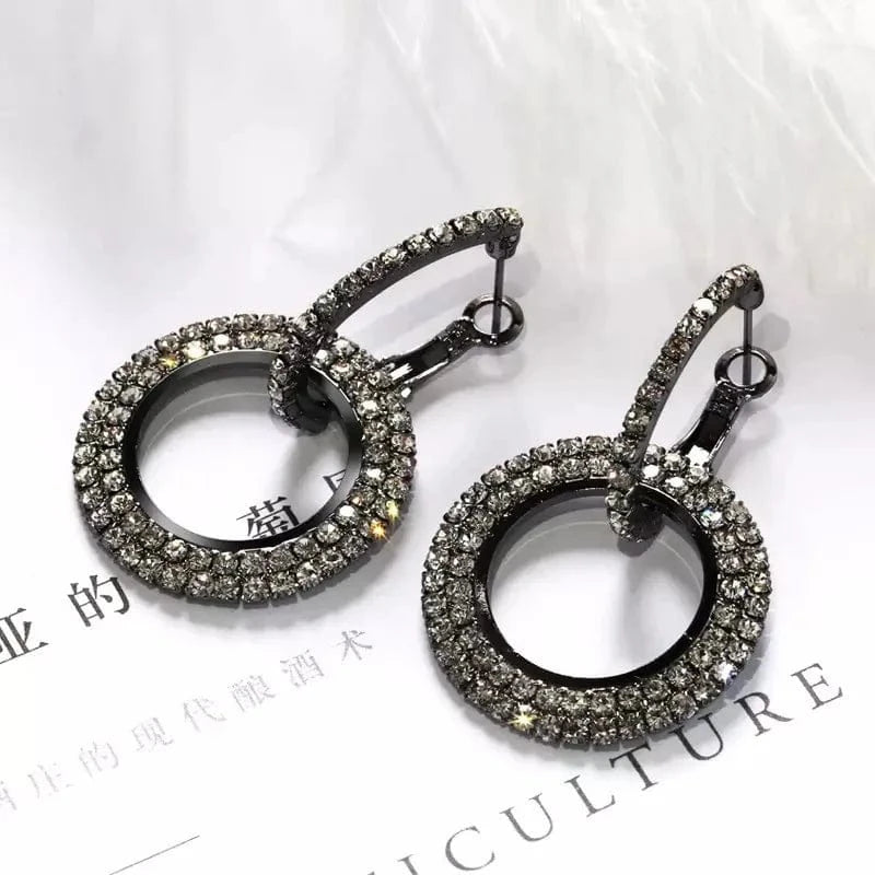Korean Fashion High quality zircon statement crystal earings colored hoop earrings for women 2024