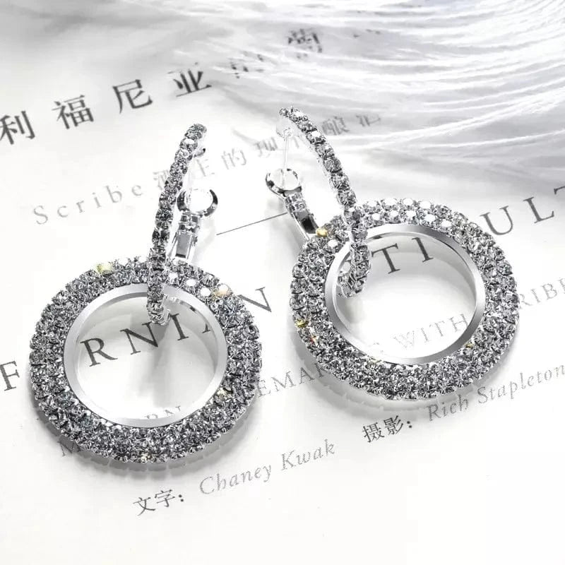 Korean Fashion High quality zircon statement crystal earings colored hoop earrings for women 2024