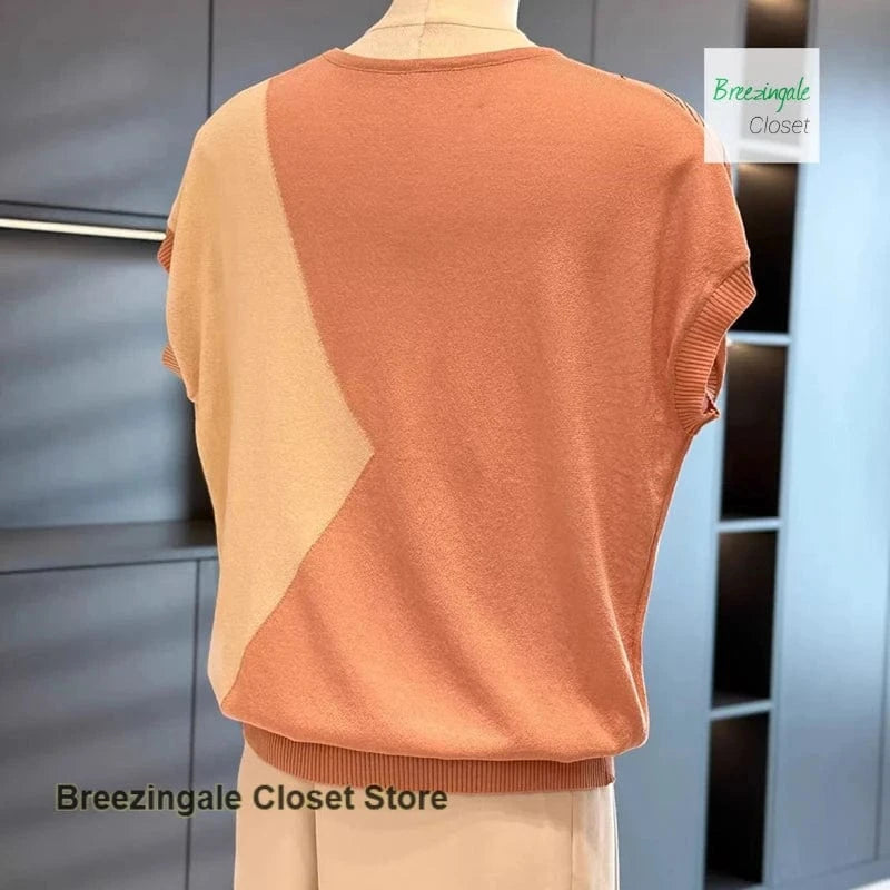 Korean fashion ice silk sweater women's summer dress new mother temperament T-shirt Joker middle-aged and old-aged tops.