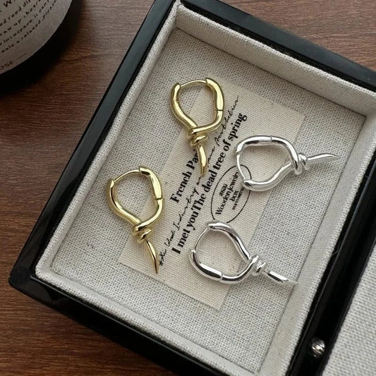 Korean Fashion Jewelry 925 Sterling Silver Geometric Knot Clip Earrings For Girls Gifts