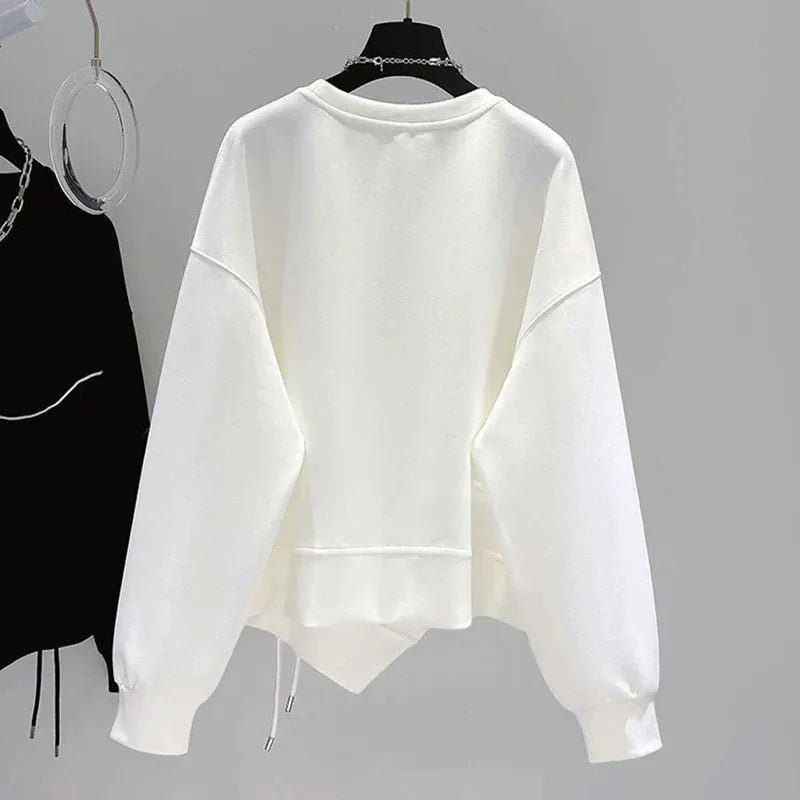 Korean fashion solid color hoodless sweatshirt women's spring and autumn new temperament loose thin niche design short top - SN Wigs & More