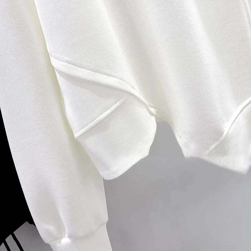 Korean fashion solid color hoodless sweatshirt women's spring and autumn new temperament loose thin niche design short top - SN Wigs & More