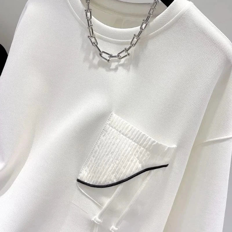 Korean fashion solid color hoodless sweatshirt women's spring and autumn new temperament loose thin niche design short top - SN Wigs & More